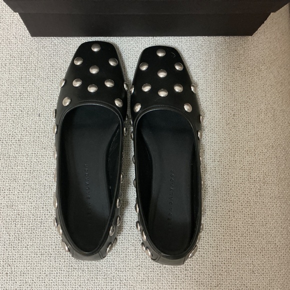 Freda Salvador Black Studded Leather Ballet Flats - Picture 2 of 3